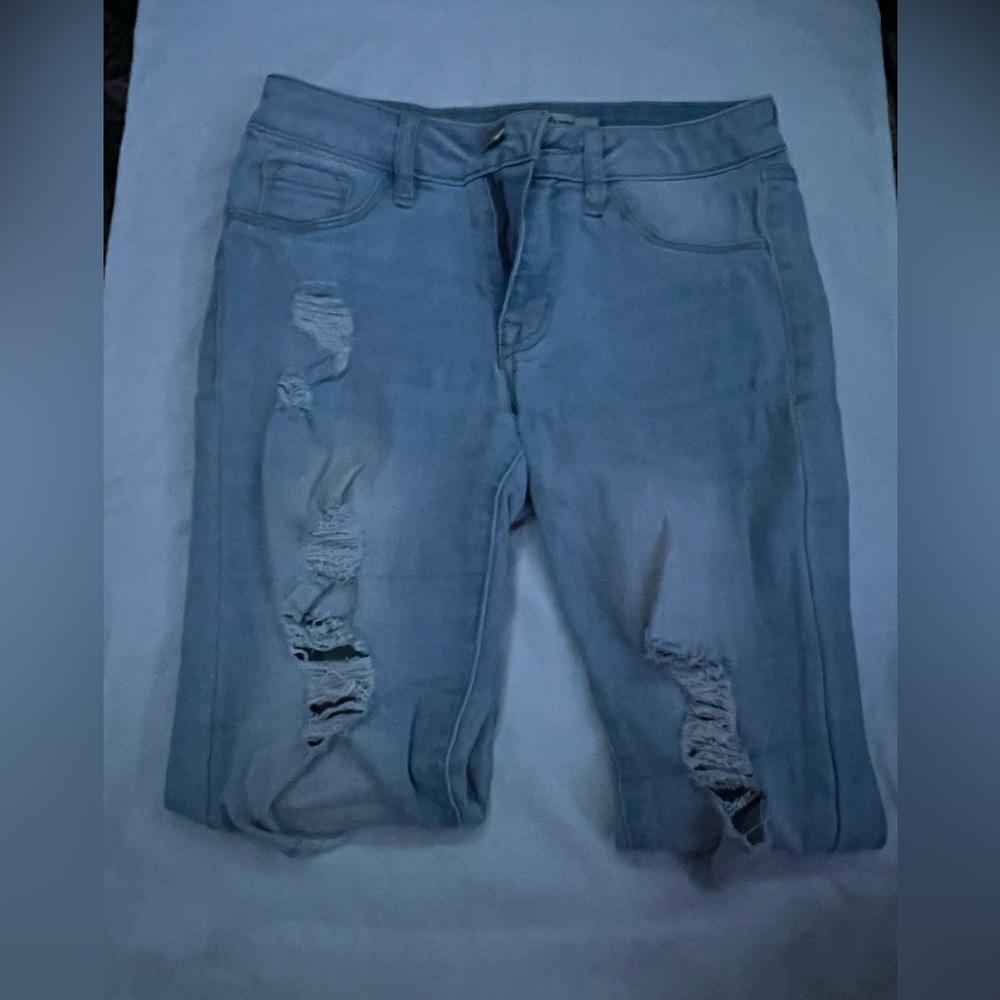 ripped skinny light blue jeans from charlotte russe